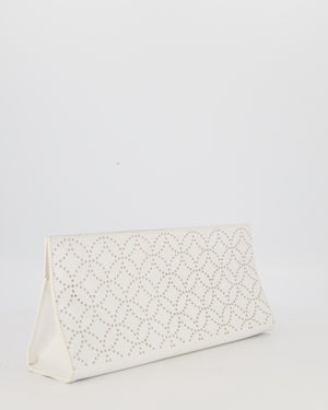Alaïa Studded Clutch Bag in White Calfskin Leather