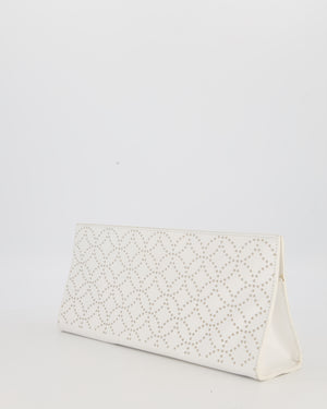 Alaïa Studded Clutch Bag in White Calfskin Leather