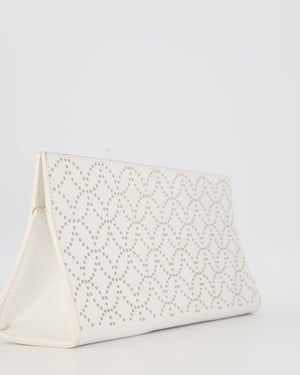 Alaïa Studded Clutch Bag in White Calfskin Leather