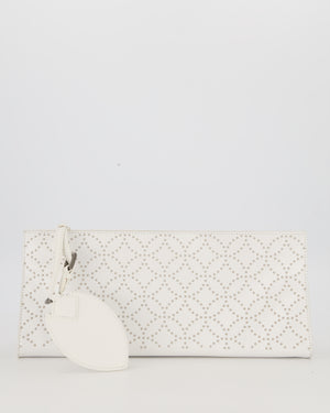 Alaïa Studded Clutch Bag in White Calfskin Leather
