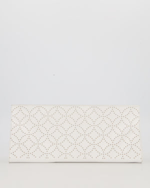 Alaïa Studded Clutch Bag in White Calfskin Leather