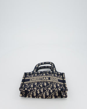 Christian Dior Mini Book Tote in Blue Oblique Embroidry