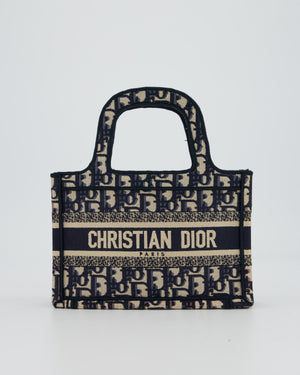 Christian Dior Mini Book Tote in Blue Oblique Embroidry