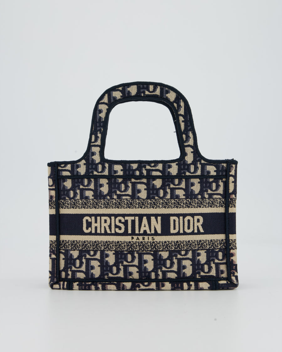 Christian Dior Mini Book Tote in Blue Oblique Embroidry