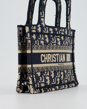 Christian Dior Mini Book Tote in Blue Oblique Embroidry