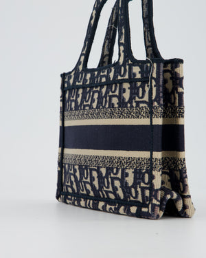 Christian Dior Mini Book Tote in Blue Oblique Embroidry