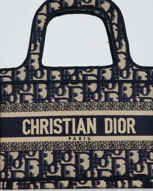 Christian Dior Mini Book Tote in Blue Oblique Embroidry