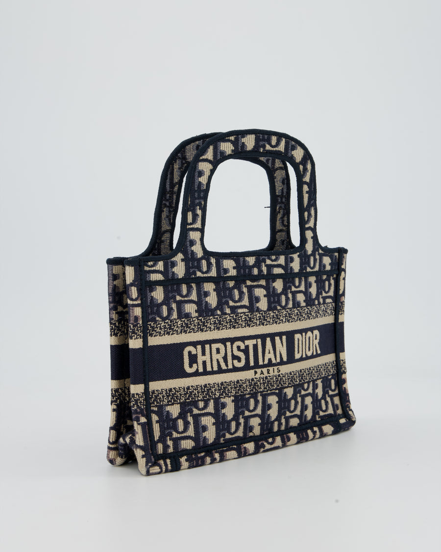Christian Dior Mini Book Tote in Blue Oblique Embroidry