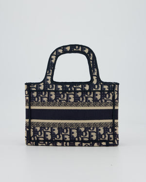 Christian Dior Mini Book Tote in Blue Oblique Embroidry