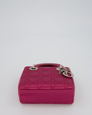 Christian Dior Purple Mini Lady Dior Bag in Satin With Silver Hardware