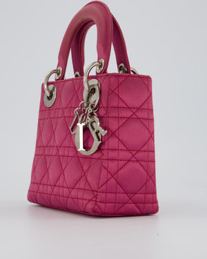 Christian Dior Purple Mini Lady Dior Bag in Satin With Silver Hardware