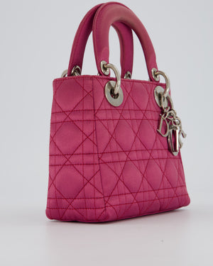 Christian Dior Purple Mini Lady Dior Bag in Satin With Silver Hardware