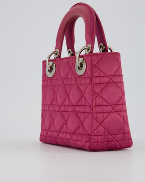 Christian Dior Purple Mini Lady Dior Bag in Satin With Silver Hardware