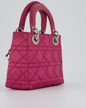 Christian Dior Purple Mini Lady Dior Bag in Satin With Silver Hardware