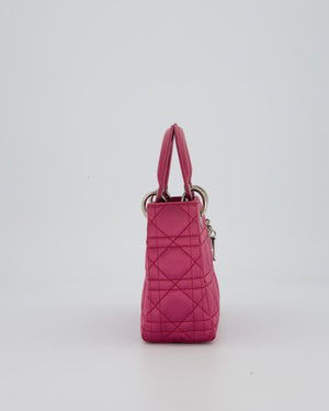 Christian Dior Purple Mini Lady Dior Bag in Satin With Silver Hardware