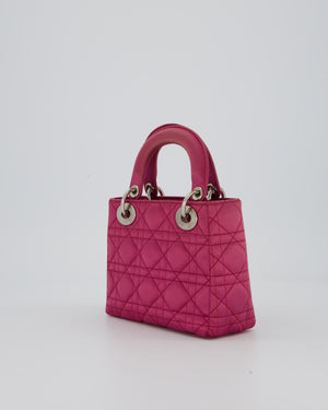 Christian Dior Purple Mini Lady Dior Bag in Satin With Silver Hardware