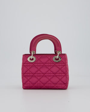 Christian Dior Purple Mini Lady Dior Bag in Satin With Silver Hardware