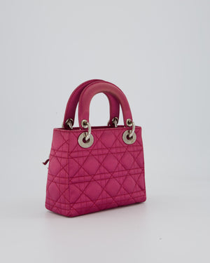 Christian Dior Purple Mini Lady Dior Bag in Satin With Silver Hardware