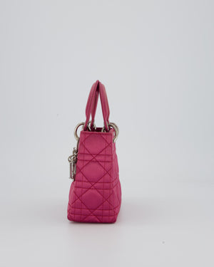 Christian Dior Purple Mini Lady Dior Bag in Satin With Silver Hardware