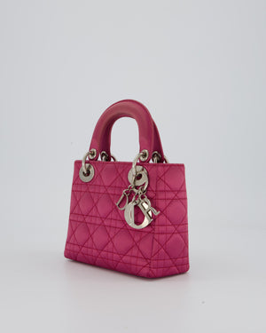 Christian Dior Purple Mini Lady Dior Bag in Satin With Silver Hardware