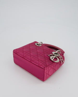 Christian Dior Purple Mini Lady Dior Bag in Satin With Silver Hardware
