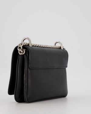 Prada Black Saffiano Crossbody Flap Bag in Leather with Metallic Chain Strap