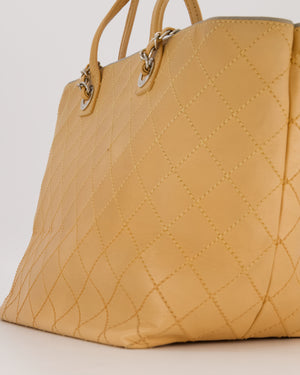 Chanel Wild Stitch Shopping Tote Bag in Beige Calfskin with Silver Hardware