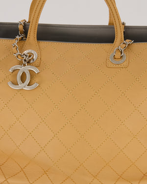 Chanel Wild Stitch Shopping Tote Bag in Beige Calfskin with Silver Hardware