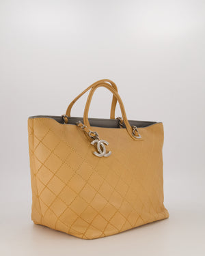 Chanel Wild Stitch Shopping Tote Bag in Beige Calfskin with Silver Hardware
