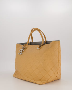 Chanel Wild Stitch Shopping Tote Bag in Beige Calfskin with Silver Hardware