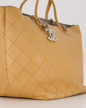Chanel Wild Stitch Shopping Tote Bag in Beige Calfskin with Silver Hardware