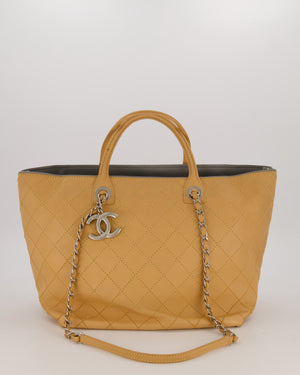Chanel Wild Stitch Shopping Tote Bag in Beige Calfskin with Silver Hardware