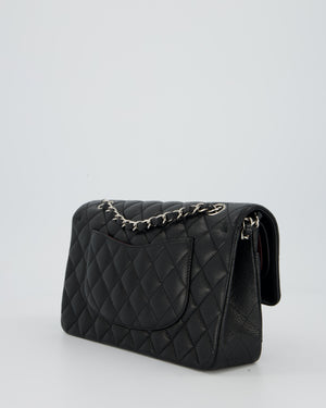 Chanel Black Classic Medium Double Flap Bag in Caviar Leather with Silver Hardware