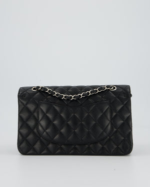 Chanel Black Classic Medium Double Flap Bag in Caviar Leather with Silver Hardware