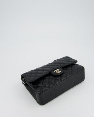 Chanel Black Classic Medium Double Flap Bag in Caviar Leather with Silver Hardware