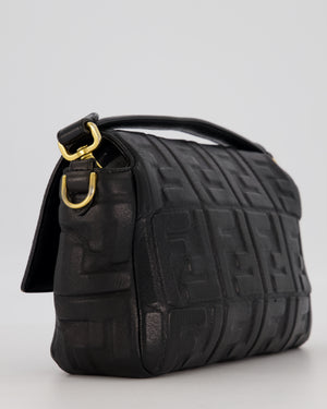Fendi 3D Black Leather Baguette Medium Lambskin Leather in Gold Hardware