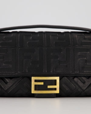 Fendi 3D Black Leather Baguette Medium Lambskin Leather in Gold Hardware