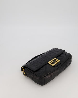 Fendi 3D Black Leather Baguette Medium Lambskin Leather in Gold Hardware