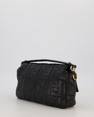 Fendi 3D Black Leather Baguette Medium Lambskin Leather in Gold Hardware