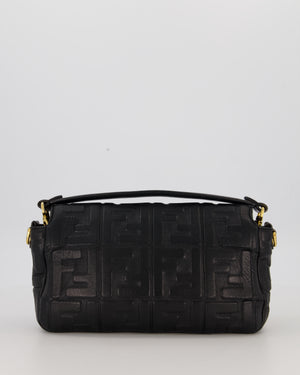 Fendi 3D Black Leather Baguette Medium Lambskin Leather in Gold Hardware