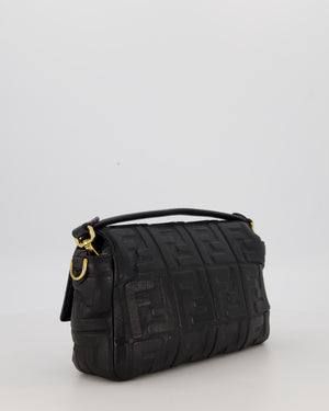 Fendi 3D Black Leather Baguette Medium Lambskin Leather in Gold Hardware