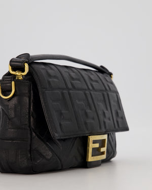 Fendi 3D Black Leather Baguette Medium Lambskin Leather in Gold Hardware