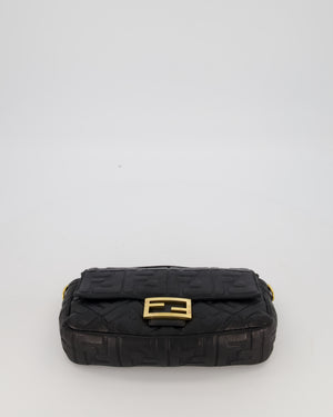 Fendi 3D Black Leather Baguette Medium Lambskin Leather in Gold Hardware