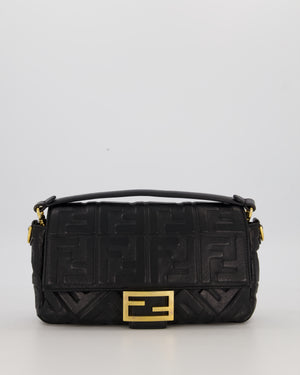 Fendi 3D Black Leather Baguette Medium Lambskin Leather in Gold Hardware