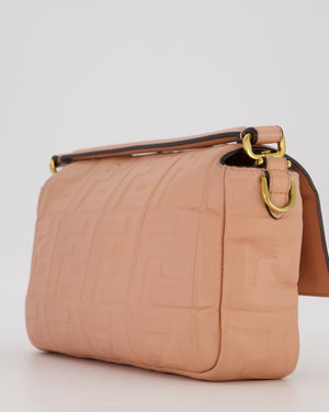 Fendi Blush Pink Baguette Bag in Embossed Nappa Leather with Gold Hardware