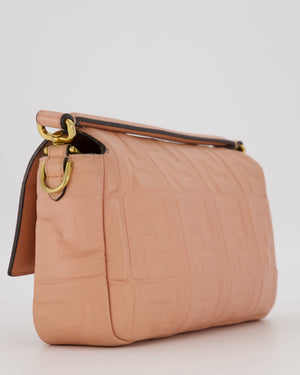 Fendi Blush Pink Baguette Bag in Embossed Nappa Leather with Gold Hardware
