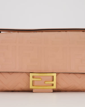 Fendi Blush Pink Baguette Bag in Embossed Nappa Leather with Gold Hardware