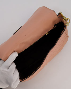 Fendi Blush Pink Baguette Bag in Embossed Nappa Leather with Gold Hardware