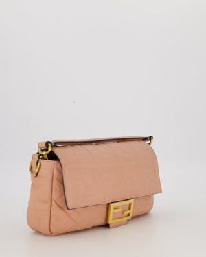 Fendi Blush Pink Baguette Bag in Embossed Nappa Leather with Gold Hardware