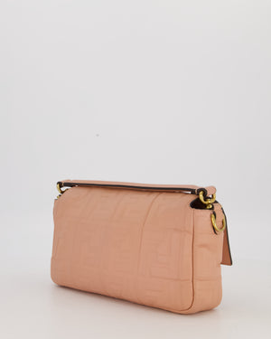 Fendi Blush Pink Baguette Bag in Embossed Nappa Leather with Gold Hardware